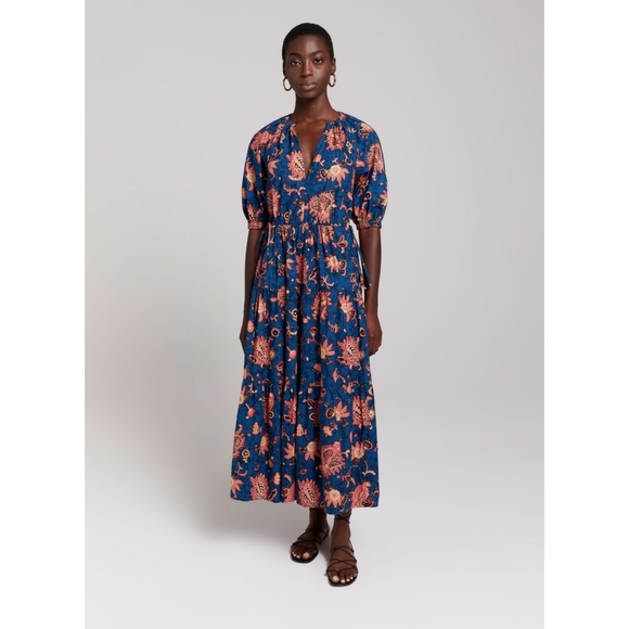 A.L.C. Tiered Paisley Floral Print Cotton Maxi Dress - Picture 15 of 15